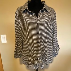 3/4 Sleeve Gingham Print Top